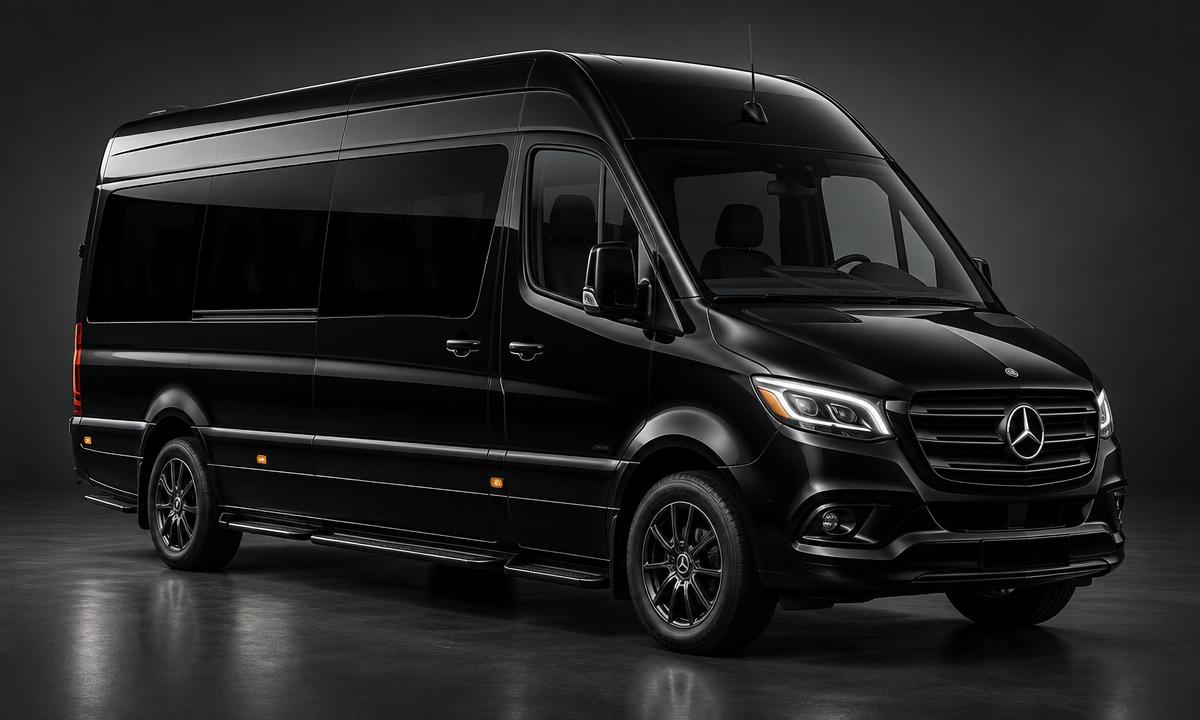 Black Mercedes luxury minibus taxi for group travel from Welwyn Garden City