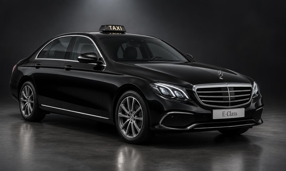 Black Mercedes E-Class executive saloon taxi for Welwyn Garden City airport transfers